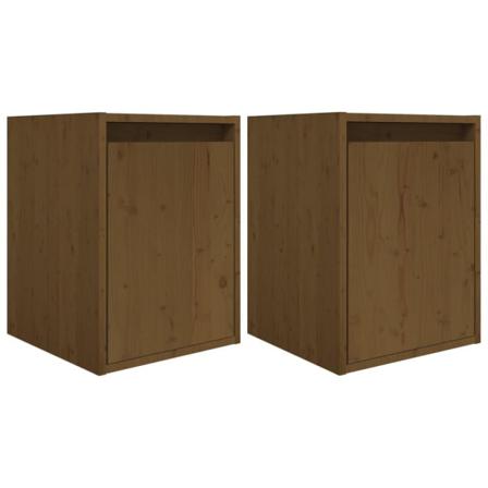 Vidaxl Väggskåp 2 St Honungsbrun 30x30x40 Cm Massiv Furu Brun