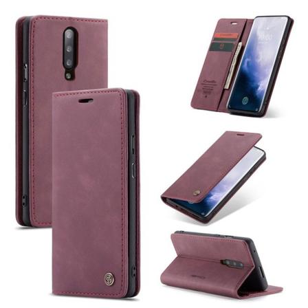 CaseMe OnePlus 7 Pro Vintage kotelot - Viininpunainen Red