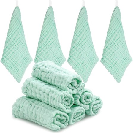 10 st baby muslin tvättlappar, 100% ekologisk bomull, återanvändbar baby