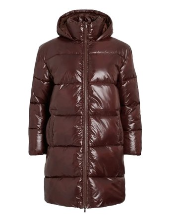 Vilidda L/S Hood Shinny Puffer Jacket Brown Vila