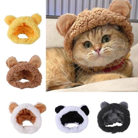 Pet Cap Björn med öron Hatt Söt kostym festtillbehör för katt och hund Camel