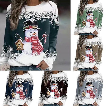 Huppari Pusero Naiset Oversized Joulu Lumimies Painatus Huppari Pusero Pusero Joululahja-lingling} Azure-FD-