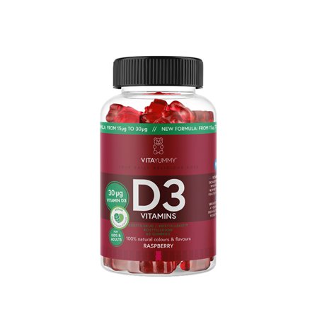 D-vitamin VITAYUMMY Vitamin D3 60 Gummies Hindbær - Bodyman.dk