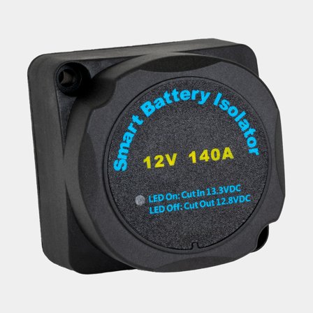 Digitalt spänningsstyrt skiljerelä Skyllermarks, 12 V, 140 A, med anslutning för 2 batterier