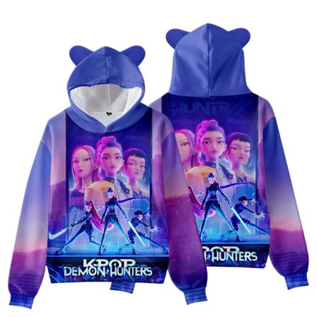 KPop Dæmonjagt Pige Gruppe Katteøre Hættetrøje til Børn, Casual Pullover - Style D - 120CM