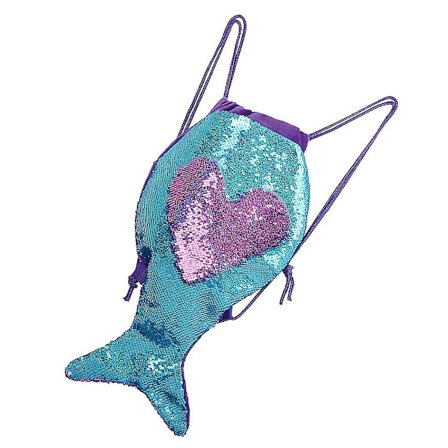 Ryggsäck med dragsko i form av en sjöjungfrusvans med paljetter - Fleranvändbar