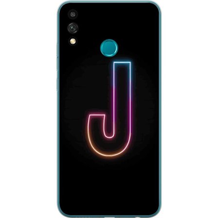Yhteensopiva Puhelinkuori Honor Honor 9X Lite Minimaalinen neonkirjain J värien vaihtuessa valossa mustaa taustaa vasten