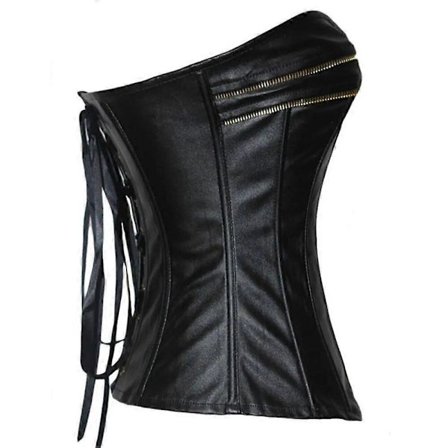 Dame Steampunk Skinnende Læder Korset Top Sexet Snøre Lynlås Korset Bustier Overbust Body Shaper Plus Størrelse Korset Sort