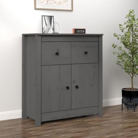 Vidaxl Skänk Grå 70x35x80 Cm Massiv Furu Grå