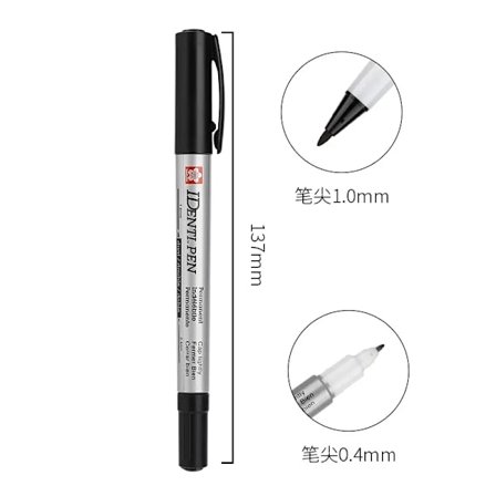 SAKURA IDENTI Permanent Penna Dubbelspets 1.0 mm Färgad Markör Färg på Alla Ytor; Skriver på Papper Pergament Trä Metall och Plast