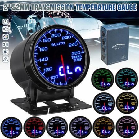 2" 52mm 0-260°F Dubbel Vision Växellådstemperaturmätare 10 Färger LED-bakgrundsbelysning