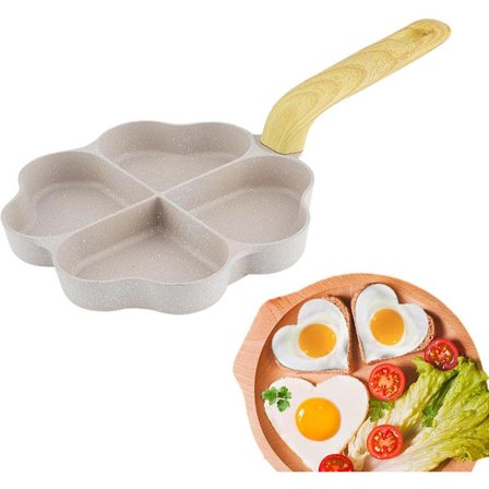 Hjerteformet non-stick pandekagepande med 4 huller til æg burgere omeletter Kompatibel med Braun Philips
