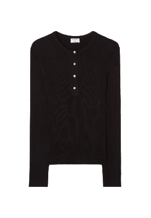 Filippa K Ribbed Knit Henley Överdelar Dam Svart M
