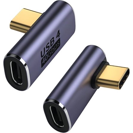 40 Gbps USB C-adapter, 90 graders USB typ-C hane till hona adapter