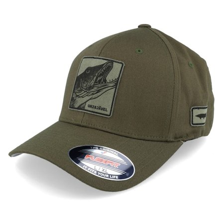 Skillfish - Green - flexfit - Cap - Grisjävel Laser Olive Wooly Combed Flexfit - Hatstore