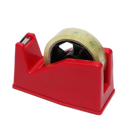 Stor rød tape dispenser, 16,3 × 7,2 × 8,3 cm - påfyllbar skrivebordsdispenser