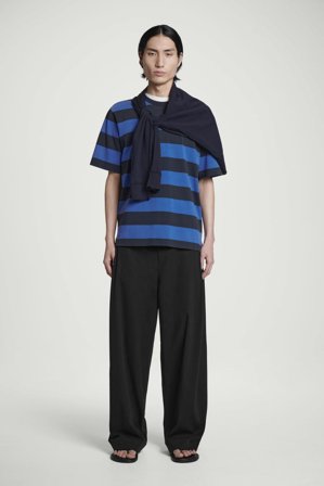 COS Men's Camiseta De Rayas De Algodón Relaxed Fit in Azul