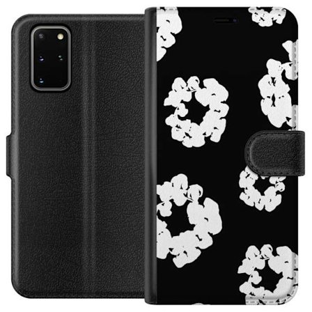 Samsung Galaxy S20+ Lompakkokotelo Contemporary Tears - ilmeesi denim-tuntumalla ja kukkakuvioilla, jotka luovat modernin, ylellisen ja trendikkään