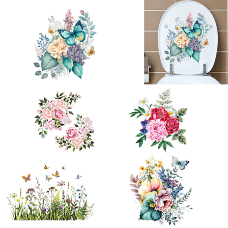 Toalettlokk klistremerke, 5 stykker toalettvegg klistremerke, toalett klistremerker