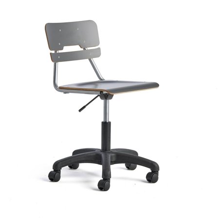Stol LEGERE höj- och sänkbar, stor sits, hjul, 430-550 mm, antracitgrå