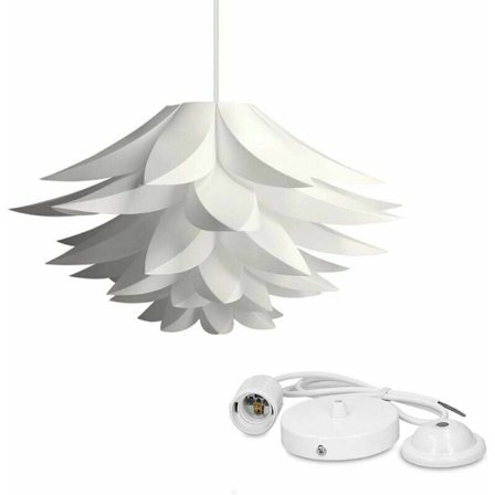 Puslespil Vedhæng Lampekærm Lotus Blomst DIY Loftslampe Hvid?? Puslespil Lysekrone Skygge 45cm Stue Cafe Restaurant Lampe (Ingen Lys)