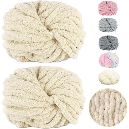 500g (250gx2) Chunky Garn Nøgle Ca. 54m Chenille Chunky Pels Garn Blødt Uld Chunky Garn Blødt Strikkegarn til Hæklet Tæppe Halstørklæder Huer