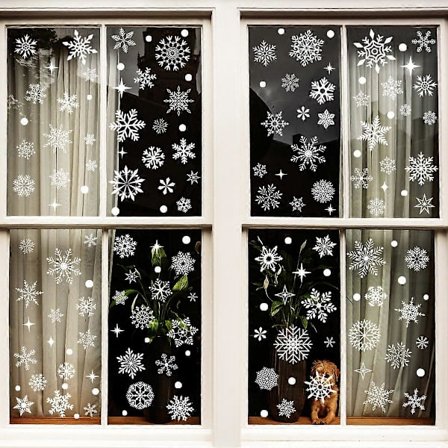 Vinduesklistermærker - 9 fantastiske dekorative statiske snefnug-klistermærker for at forhindre fugle i at kollidere i dine vinduer