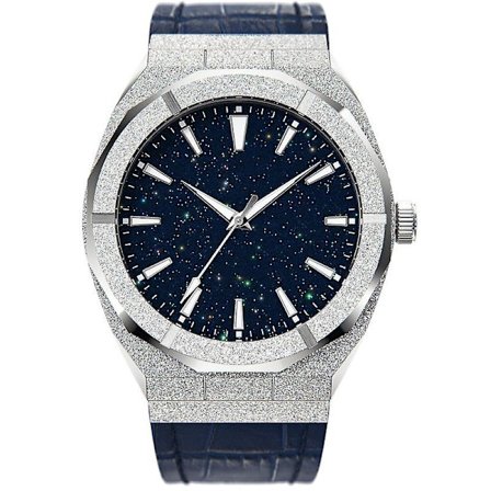 Vandafvisende Kvartsur i Rustfrit Stål med Korund Stjernehimmel Urskive - Herre Armbåndsur