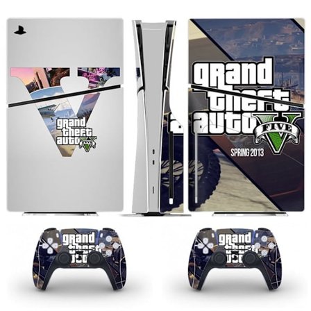 Playstation 5 Slim Ps5 Slim GTA Skin Dekal Og Kontroller Klistremerker Sett, Riperesistent (Disk01)