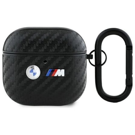 BMW Kolfiberfodral med dubbel metallogo för AirPods 4 - Svart