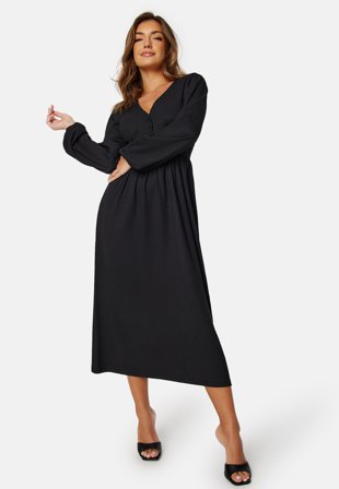 BUBBLEROOM - Structure Button Midi Dress - Black