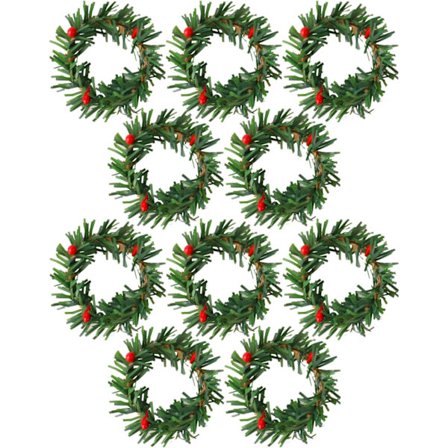 Mini Kunstige Julekranse Ornamenter, 10 stk