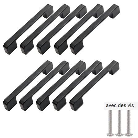 10 kpl huonekalukahvaa, keskietäisyys 128 mm - musta keittiön ovi