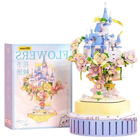 Kreativ LED Blommor Slott Hängande Trädgård Musik Låda Med Ljus Byggnad Klossar MOC tegelstenar Dekoration Leksaker
