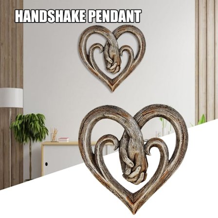 Hjärta som håller händerna Väggdekor Dekorativ konstskulptur Träfinish Forever Love Ornaments