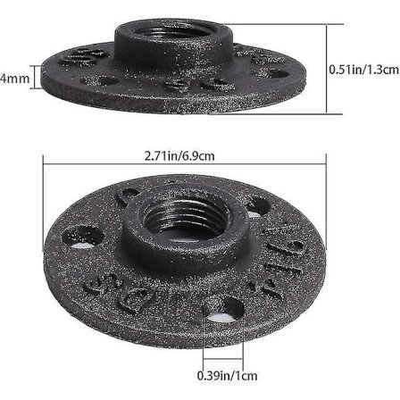 10 stk. 3/4"" BSP Gulvflans Støbejern Gevindflans Sort Rørflans 3 Hull Gevindbeslag Med Skruer Til Industrielt Møbel Diy Dekoration Montering
