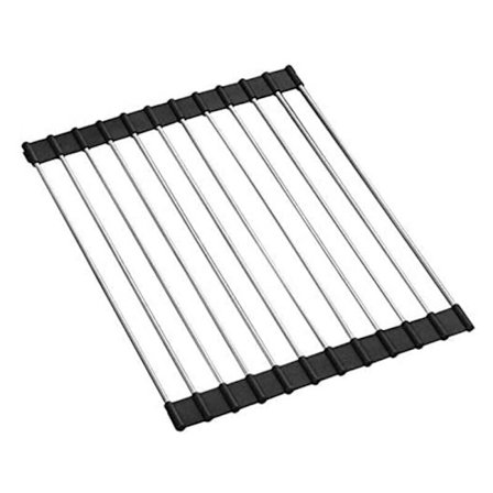 Diskställ i rostfritt stål, tungt, hopfällbar rullkorg i stål (12 rör, svart)