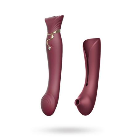 Queen G-punkts Vibrator med Pulse Wave og Sugefunktion - Bordeaux rød - Vuxen.se - Air pressure stimulator, klitoris vibratorer, dildoer, lystkugler, 
