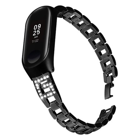 Xiaomi Mi Smart Band 4 / Mi Band 3 G-formet rhombus rustfrit stål Urrem - Sort