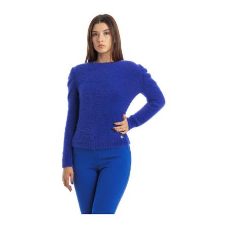 Simona Corsellini Round-neck Strik Blå, Dame Striktrøjer