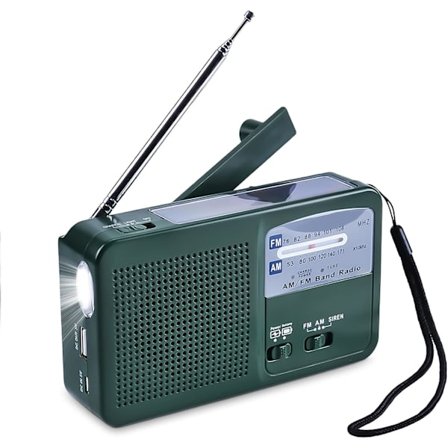 NOAA AM FM Radio Handvev Dynamo Solar Powered Radio Multifunktion Nödradio med LED-ljus Siren Bärbart batteri (grönt)