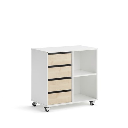 Schüleraufbewahrung CASPER, 4 Schubladen, 2 Fächer, weiß, birke