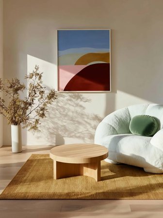 Tapis De Laine Uni Handloom Frame Doré Petit