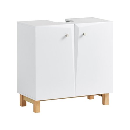 SoBuy Underskab til vask med 2 døre i hvid 60x30x60.5cm, minimalistisk BZR92-W