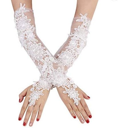 Brudehandsker Blonde Brudepiger Handsker Gotiske Hæklede Handsker Elegante Halvfinger Handsker Aften Banket Teater Prom Bryllup Tilbehør