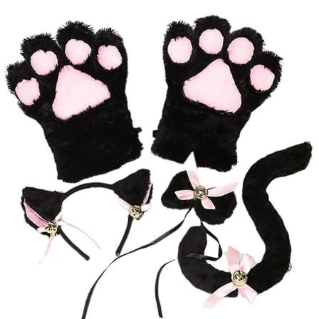 5 st kreativa katt cosplay kostym kattunge svans öron krage tassar handskar anime lolita gotisk set för fest