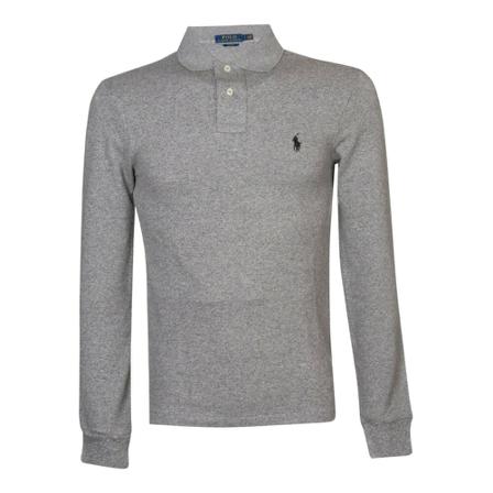 Ralph Lauren Slim Fit Mesh Long-Sleeve Polo Grå, Herre
