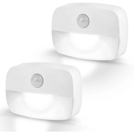 【PP】LED nattlampe, 2-pakning bevegelsessensorlamper innendørs, festes på nattlampe med batteridrift, nattlampe for barn på soverommet, automatisk PÅ/