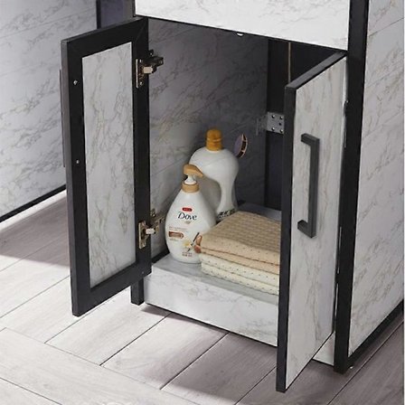 Sett med 4 møbelhåndtak i aluminiumslegering for skap (128 mm, svart)