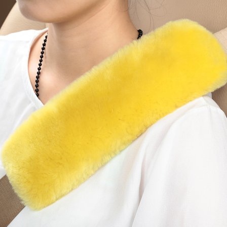 Bälteskuddar i fårskinn för bil, 2 mjuka bältesskydd för axelkudde nackkudde skydd biltillbehör (citrongul)